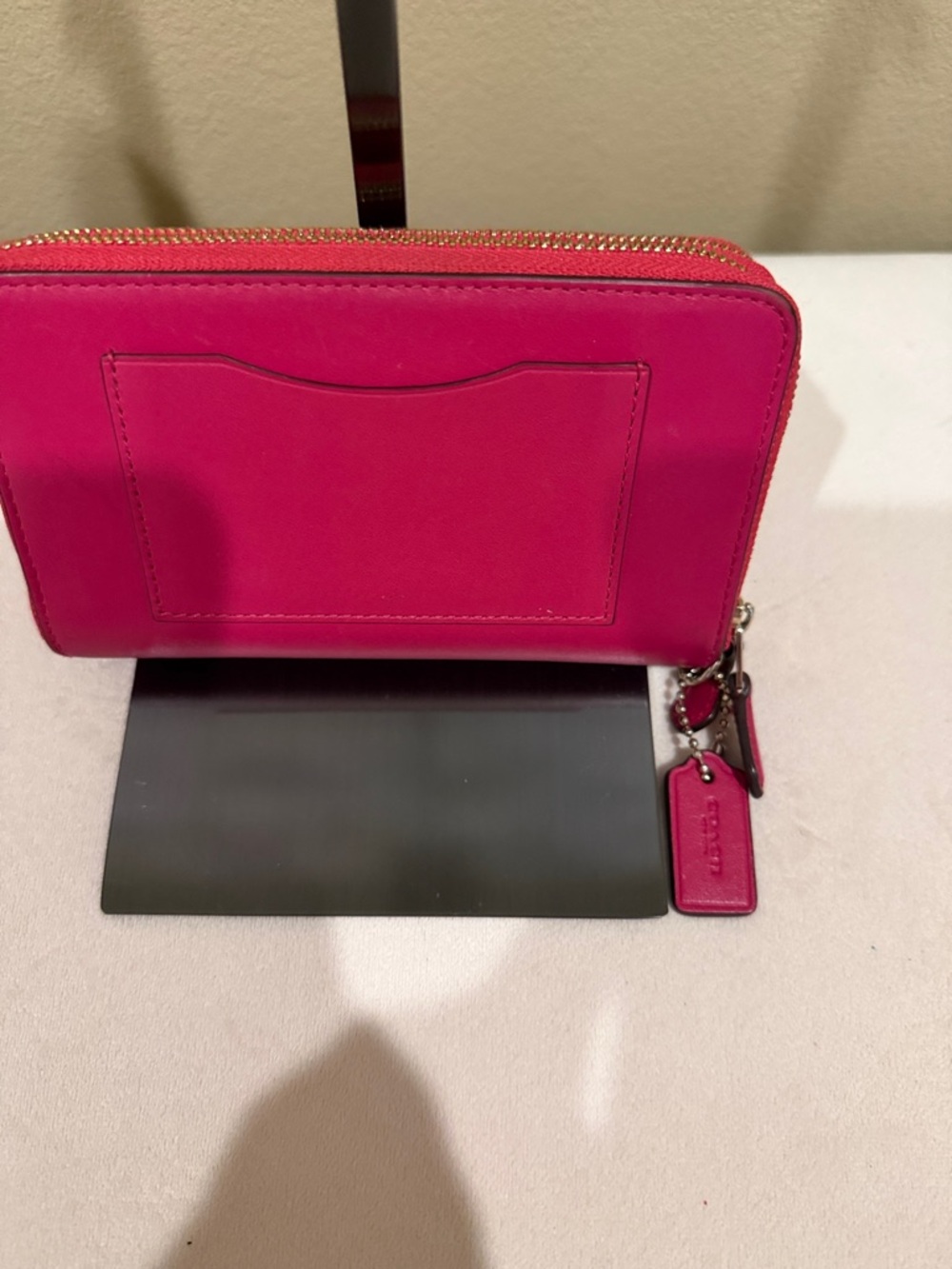 Coach Hot Pink Double Zip Leather Wallet with Gold Hardware - Picture 3 of 8